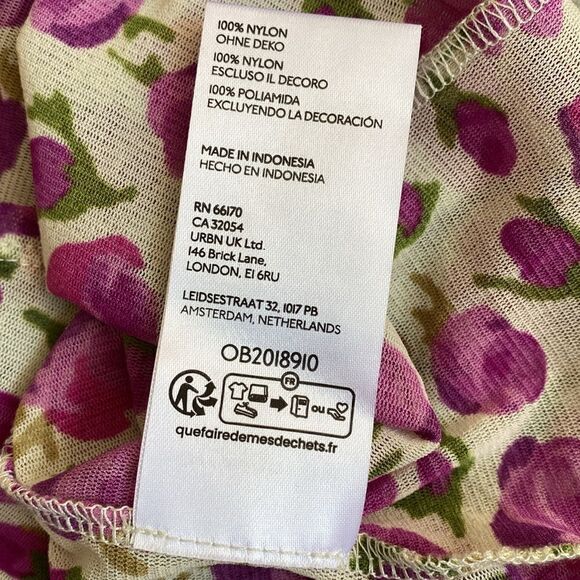 Urban Outfitters Kimchi Blue Blake Rose Floral Print Mesh Top w Black Lace Trim - Picture 7 of 9